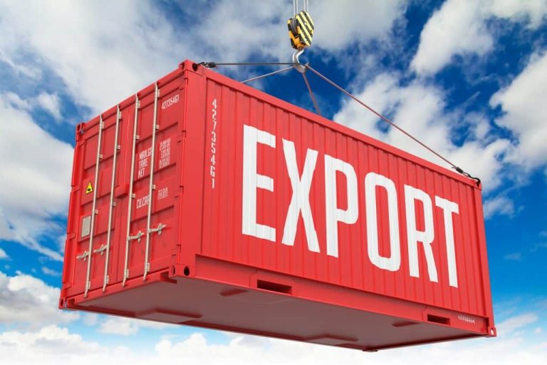 a close up of an Export sign