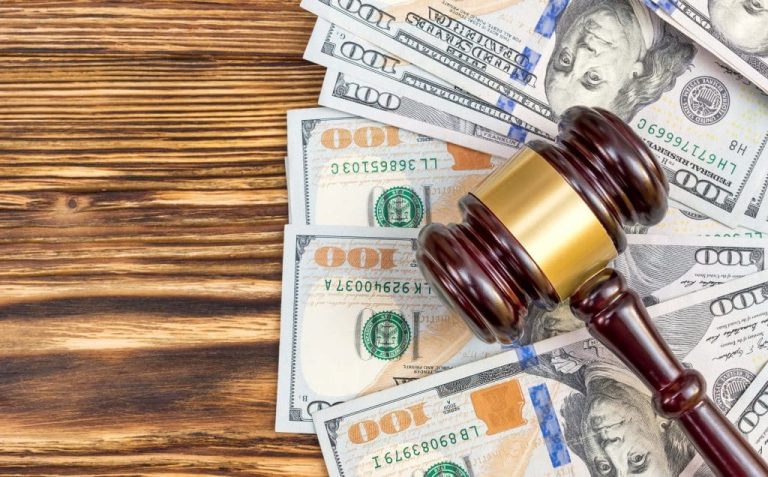 judge's gavel and money