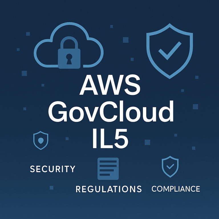 Visual representation of AWS GovCloud IL5 highlighting security, compliance, and the role of RegDOX Solutions in regulatory support.